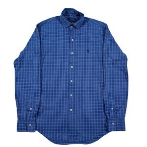 Polo Ralph Lauren Button Down Shirt Mens S Blue Plaid Performance Classic Fit